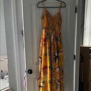 Tropical Floral Maxi Dress in Yellow